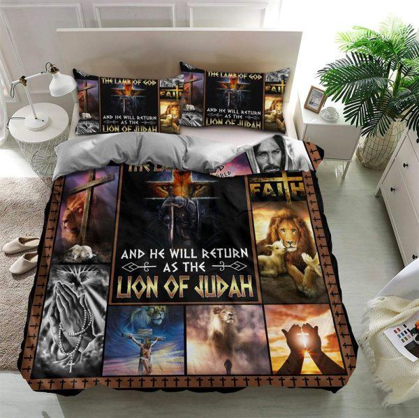 The Lamb Of God, Lion Of Judah Christian Quilt Bedding Set – Christian Gift For Believers