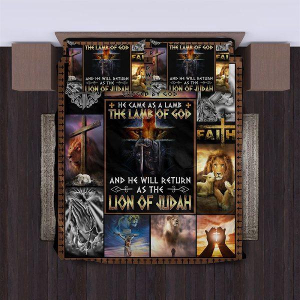 The Lamb Of God, Lion Of Judah Christian Quilt Bedding Set – Christian Gift For Believers