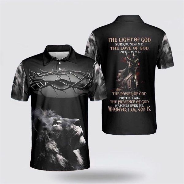 The Light Of God Surround Me Jesus Polo Shirts – Gifts For Christian Families