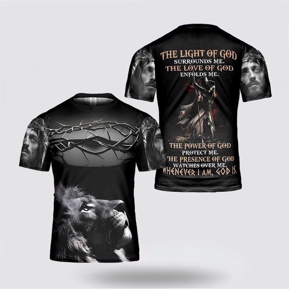 The Light Of God Surround me Jesus All Over Print 3D T Shirt – Gifts For Christians