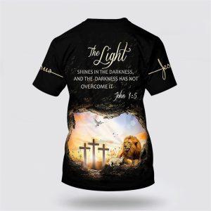 The Light Shines In The Darkness Lion Cross All Over Print 3D T Shirt Gifts For Christians 2 pmobp1.jpg