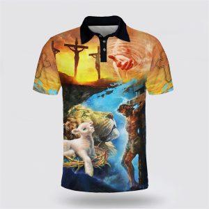 The Lion And The Lamb Polo Shirt Gifts For Christian Families 1 xtoxrl.jpg