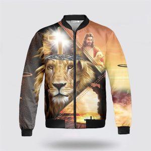 The Lion Cross Jesus As Strong As I Am Bomber Jacket Gifts For Jesus Lovers 2 va2uek.jpg