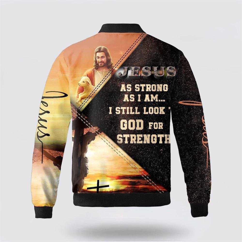 The Lion Cross Jesus As Strong As I Am Bomber Jacket – Gifts For Jesus Lovers