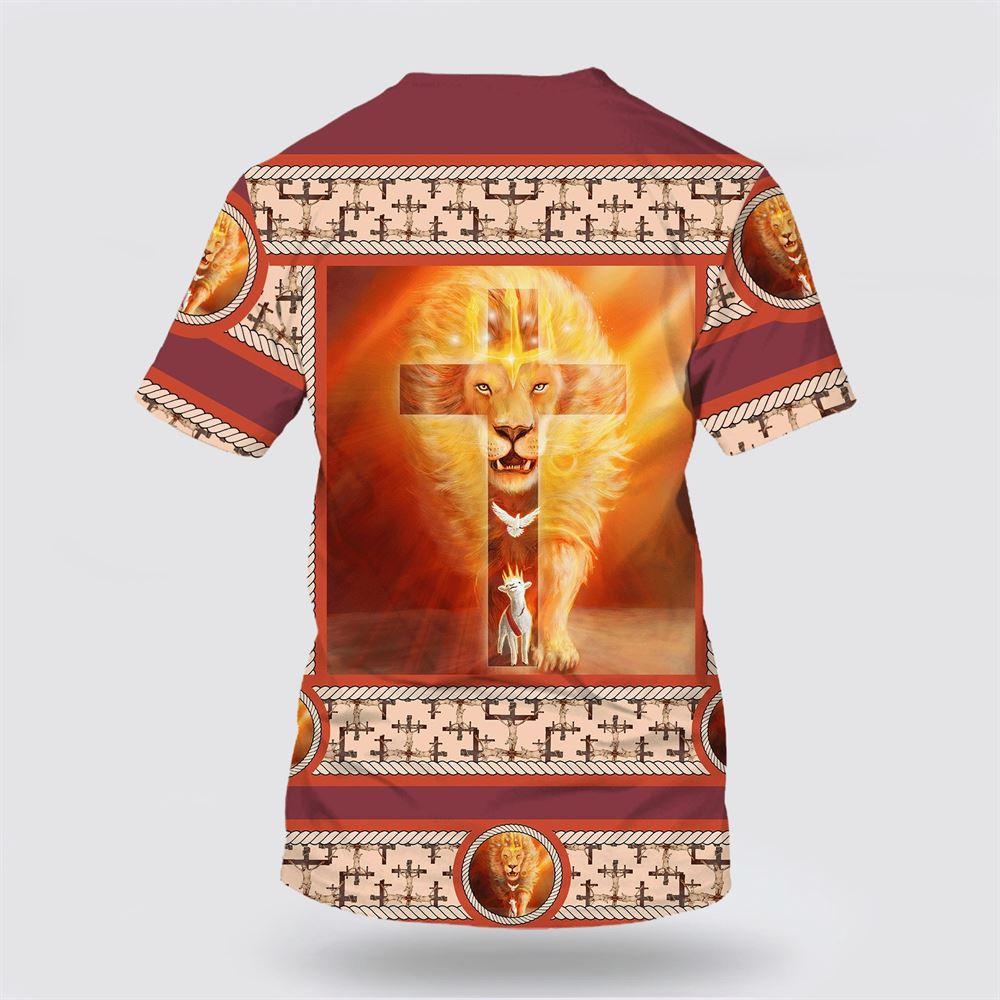 The Lion Lamb Dove Cross All Over Print 3D T Shirt – Gifts For Christians