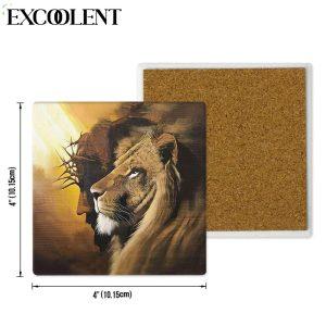 The Lion Of Judah Half Jesus Christ Half Lion Stone Coasters Coasters Gifts For Christian 4 qeetch.jpg