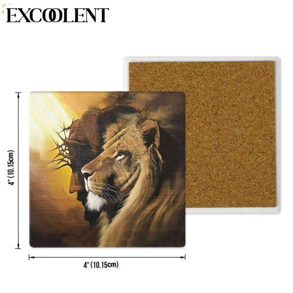The Lion Of Judah Half Jesus Christ Half Lion Stone Coasters – Coasters Gifts For Christian