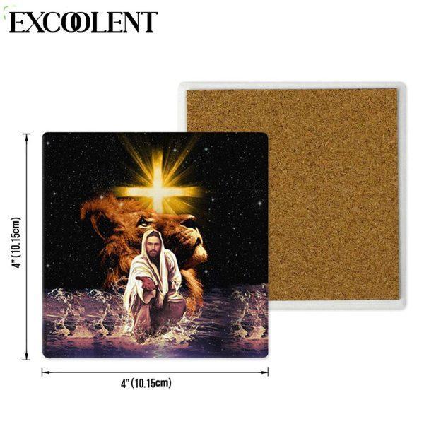 The Lion Of Judah Jesus Reaching Out His Hand Stone Coasters – Coasters Gifts For Christian