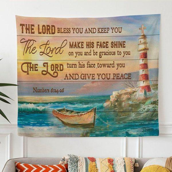 The Lord Bless You And Keep You Numbers 624-26 Bible Verse Tapestry Wall Art – Gifts For Christian Families