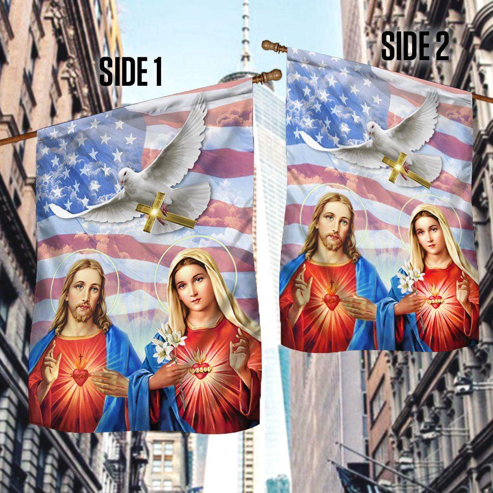 The Sacred Heart Of Jesus &amp The Immaculate Heart Of Mary Flag – Christian Flag Outdoor Decoration
