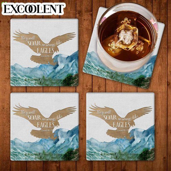 They Will Soar On Wings Like Eagles Isaiah 4031 Stone Coasters – Coasters Gifts For Christian