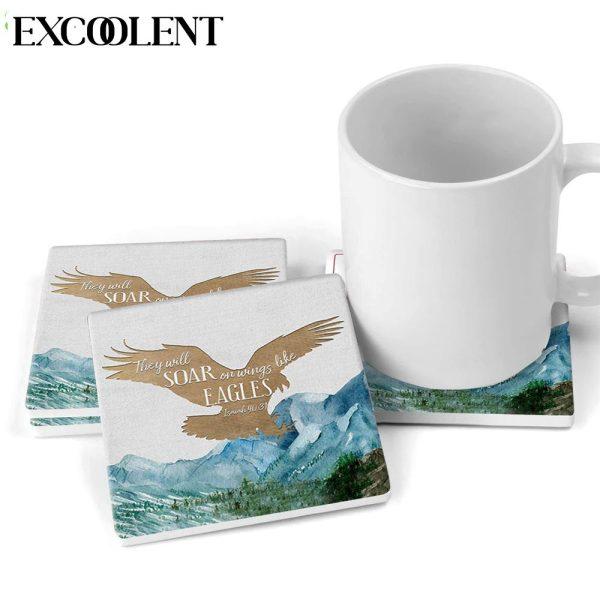 They Will Soar On Wings Like Eagles Isaiah 4031 Stone Coasters – Coasters Gifts For Christian