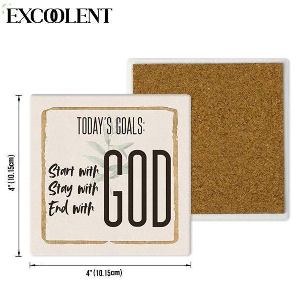 Today Goal Start With God Stay With God End With God Stone Coasters – Coasters Gifts For Christian