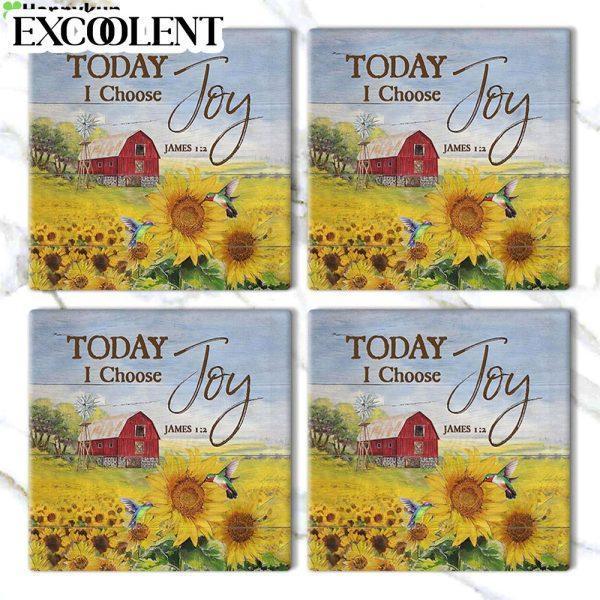 Today I Choose Joy James 12 Sunflower Hummingbird Stone Coasters – Coasters Gifts For Christian