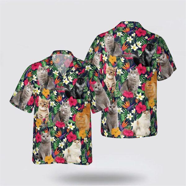 Tropical Cat Is So Cute With Flower Pattern Hawaiin Shirt – Gifts For Pet Lover