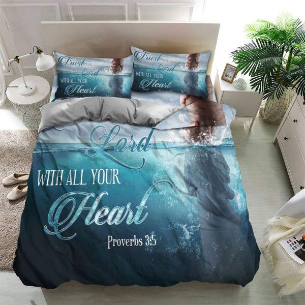 Trust In The Lord With All Your Heart Christian Quilt Bedding Set – Christian Gift For Believers