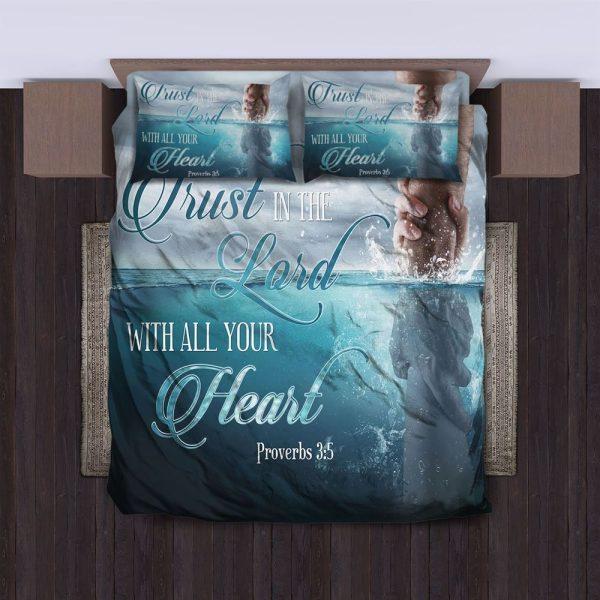 Trust In The Lord With All Your Heart Christian Quilt Bedding Set – Christian Gift For Believers