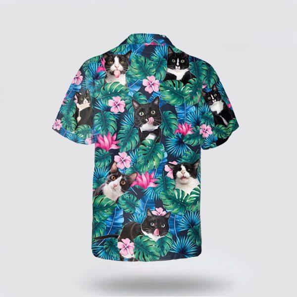 Tuxedo Cat With Funny Face Flower Tropic Hawaiin Shirt – Gifts For Pet Lover