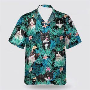 Tuxedo Cat With Funny Face Leaves Tropic Hawaiin Shirt Gifts For Pet Lover 1 jiyzod.jpg