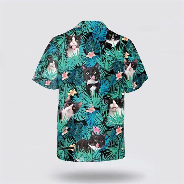 Tuxedo Cat With Funny Face Leaves Tropic Hawaiin Shirt – Gifts For Pet Lover