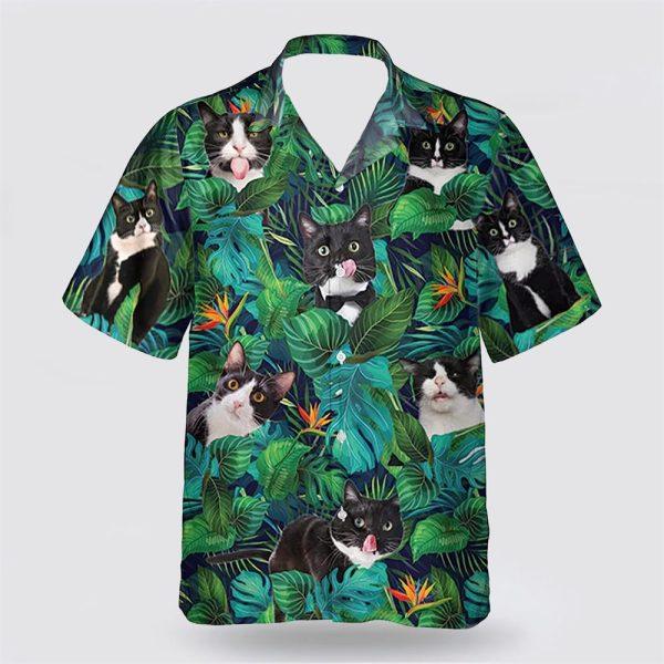 Tuxedo Cat With Funny Face Tropic Hawaiin Shirt – Gifts For Pet Lover