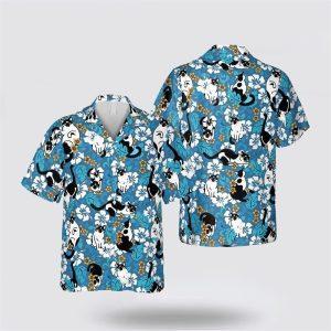 Tuxedo Playing With Flower Pattern Hawaiin Shirt…