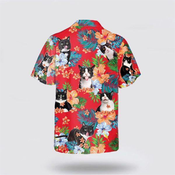Tuxedo With Face Funny Tropic On The Red Background Hawaiin Shirt – Gifts For Pet Lover