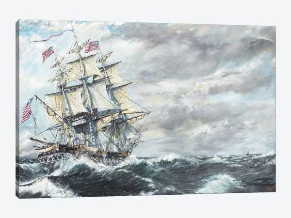 USS Constitution Heads For HM Frigate Guerriere (8191812), 2003 US Navy Canvas Wall Art – Gift For Military Personnel