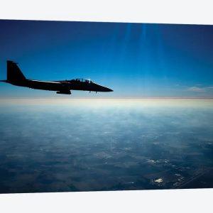 US Air Force F-15E Strike Eagle In Flight Over North Carolina Canvas Wall Art – Gift For Military Personnel