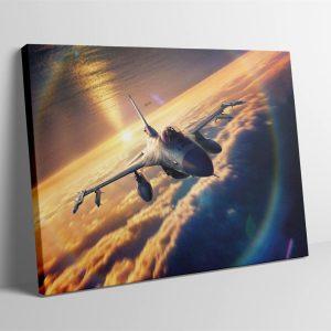 US Air Force F-16 Fighting Falcon Airplane Fighter Jet Canvas Wall Art – Gift For Military Personnel
