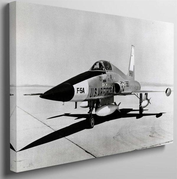 US Air Force F-5 Airplane Tiger II Freedom Fighter Jet Canvas Wall Art – Gift For Military Personnel