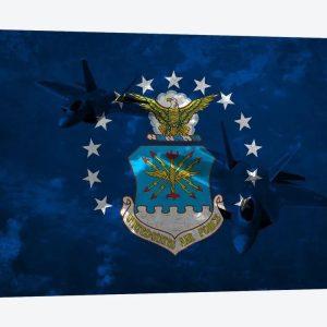 US Air Force Flag F-22 Raptor Background Canvas Wall Art – Gift For Military Personnel