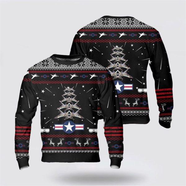 US Air Force General Dynamics F-111 Aardvark Christmas Tree AOP Sweater – Christmas Gift For Military Personnel