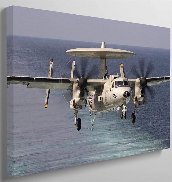 US Air Force Pavaieics Airplane E-2D Advanced Hawkeye Fighter Jet Canvas Wall Art – Gift For Military Personnel