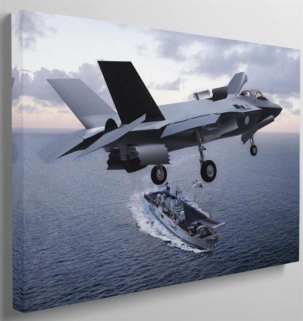 US Air Force Pavaieics F35 Airplane Lightning Ii Fighter Jet Canvas Wall Art – Gift For Military Personnel