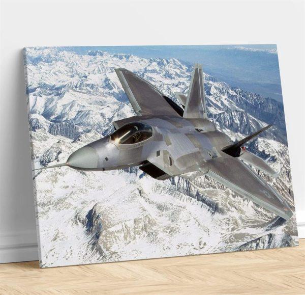 US Air Force Raptor F-22 Airplane Canvas Wall Art – Gift For Military Personnel