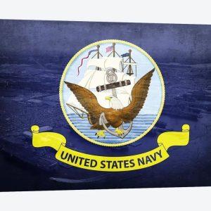 US Navy Flag Naval Station Norfolk Background II Canvas Wall Art – Gift For Military Personnel