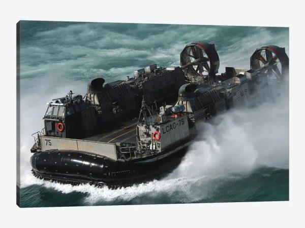 US Navy Landing Craft Air Cushion Heading To The Kuwait Naval Base Canvas Wall Art – Gift For Military Personnel