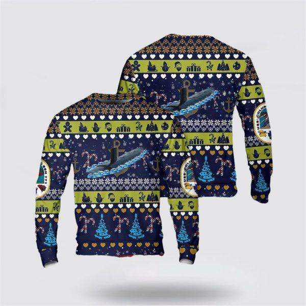 US Navy USS Columbia (SSN-771) Christmas AOP Sweater – Unique Christmas Sweater Gift For Military Personnel