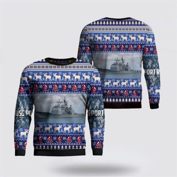 US Navy USS Port Royal Christmas Sweater 3D – Unique Christmas Sweater Gift For Military Personnel
