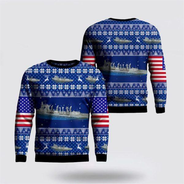 US Navy fleet oiler USS Platte (AO-186) 3D Sweater – Unique Christmas Sweater Gift For Military Personnel