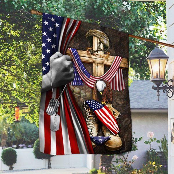 US Veteran Christian Cross American Patriot Memorial Flag – Christian Flag Outdoor Decoration