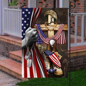 US Veteran Christian Cross American Patriot Memorial Flag 3