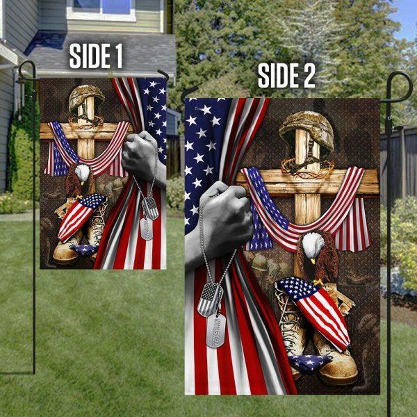 US Veteran Christian Cross American Patriot Memorial Flag – Christian Flag Outdoor Decoration