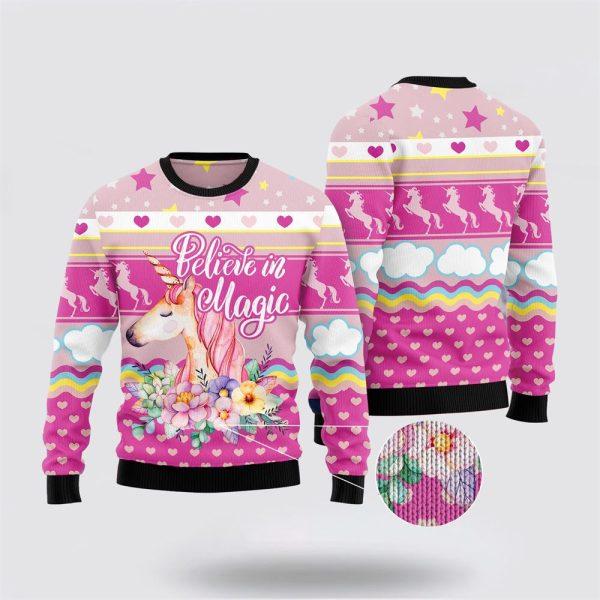 Unicorn Believe In Magic Ugly Christmas Sweater – Best Gift For Christmas