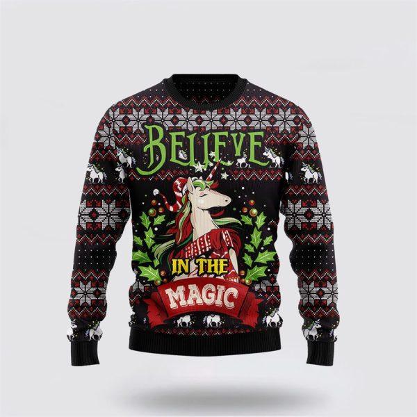 Unicorn Believe In The Magic Ugly Christmas Sweater – Best Gift For Christmas