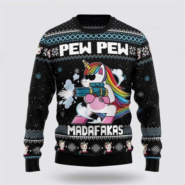 Unicorn Pew Pew Ugly Christmas Sweater – Best Gift For Christmas