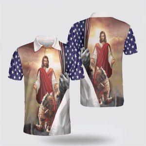 Veteran And Jesus American Flag Polo Shirts…