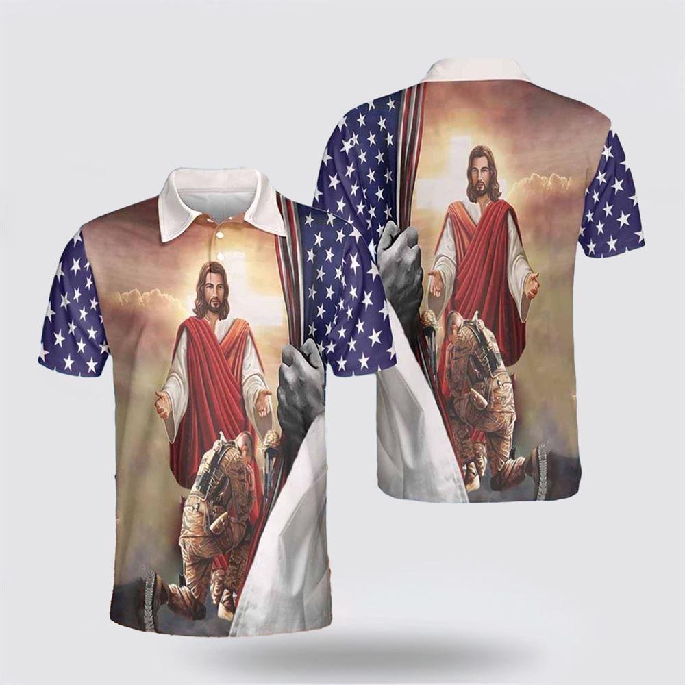 Veteran And Jesus American Flag Polo Shirts – Gifts For Christian Families Veteran And Jesus American Flag Polo Shirts – Gifts For Christian Families