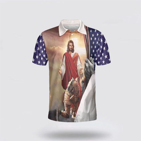Veteran And Jesus American Flag Polo Shirts – Gifts For Christian Families